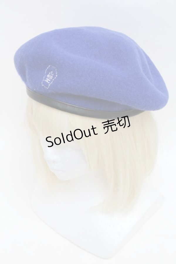 画像1: Moi-meme-Moitie / 棺ロゴ刺繍ベレー帽  青 S-25-12-16-004-MO-AC-AS-ZS (1)