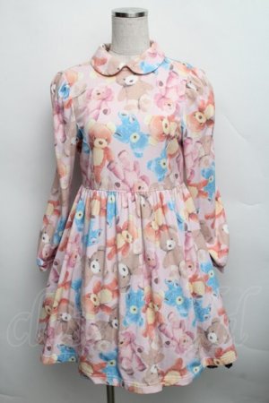 画像: Candy Stripper / テディベアプリントカットワンピース  ピンク S-25-12-16-031-PU-OP-AS-ZS