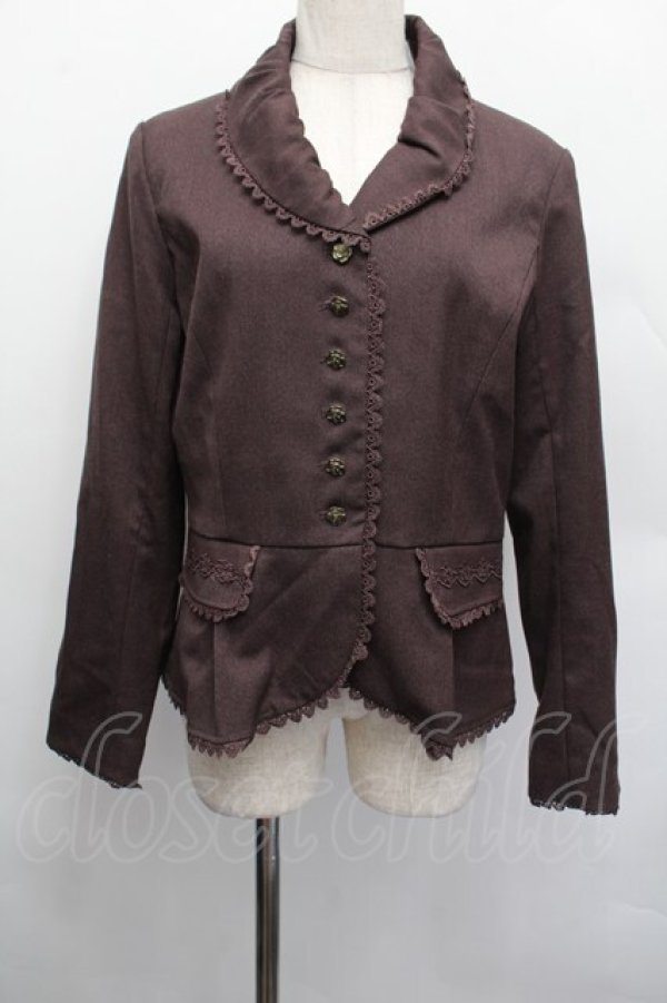画像1: axes femme / 薔薇ボタンジャケット  ブラウン S-25-12-17-032-AX-JA-AS-ZS (1)