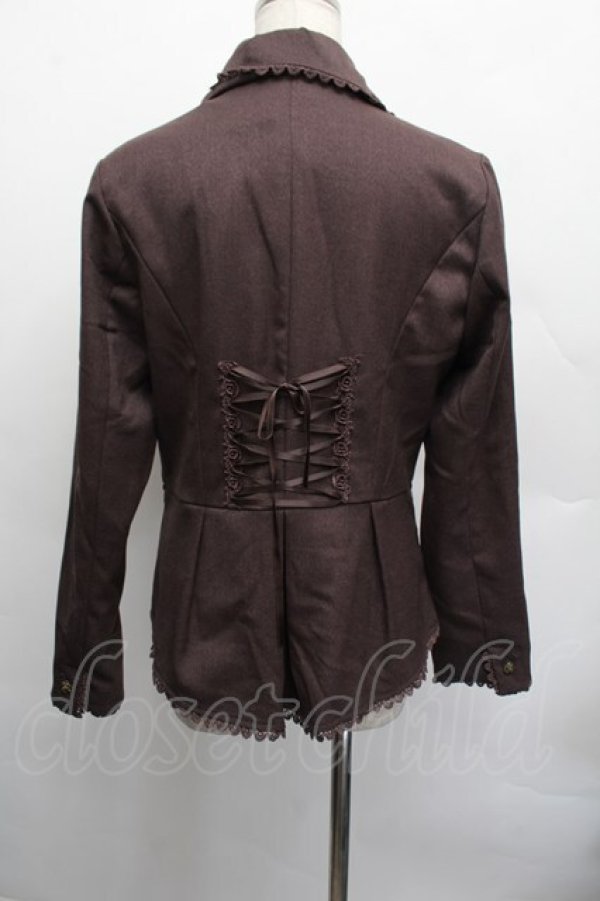 画像2: axes femme / 薔薇ボタンジャケット  ブラウン S-25-12-17-032-AX-JA-AS-ZS (2)