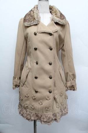 画像: axes femme / お花モチーフコート  ベージュ S-25-12-17-036-AX-CO-AS-ZS