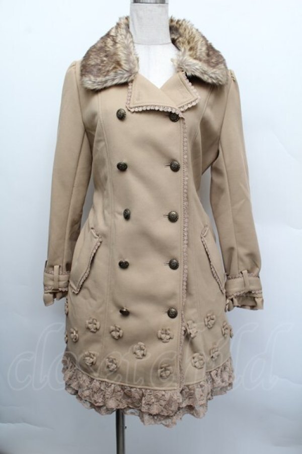 画像1: axes femme / お花モチーフコート  ベージュ S-25-12-17-036-AX-CO-AS-ZS (1)