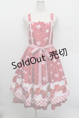 画像: Chalmiere / スウィーティアップルジャンパースカート  赤 S-25-12-17-042-AX-OP-AS-ZS