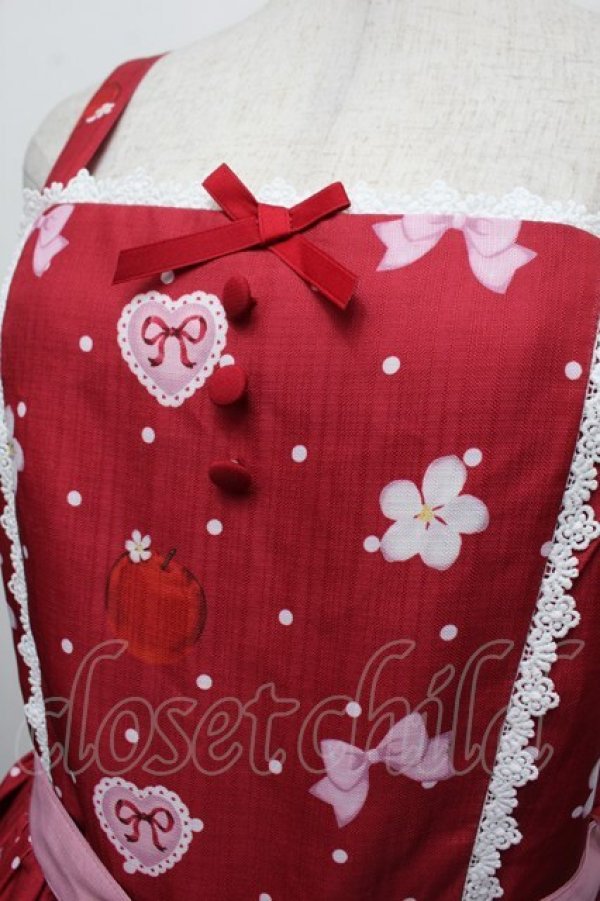 画像4: Chalmiere / スウィーティアップルジャンパースカート  赤 S-25-12-17-042-AX-OP-AS-ZS (4)