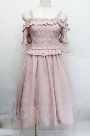 画像: LIZ LISA / シャーリングチュール重ねワンピース  ピンク S-25-12-17-045-LO-OP-AS-ZS