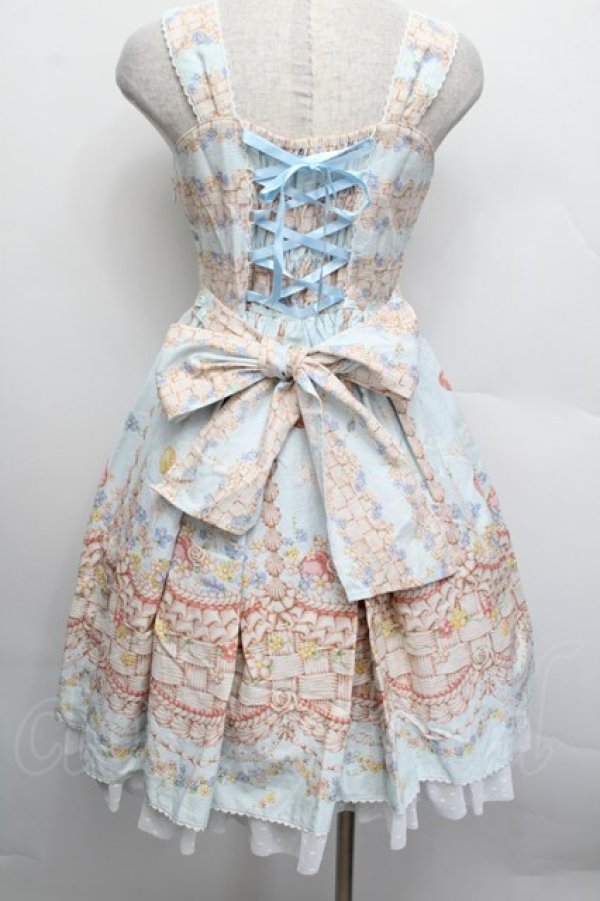 画像2: BABY,THE STARS SHINE BRIGHT / Icing Dancing Cake柄クリームジャンパースカート  サックス S-25-12-17-048-BA-OP-AS-ZS (2)