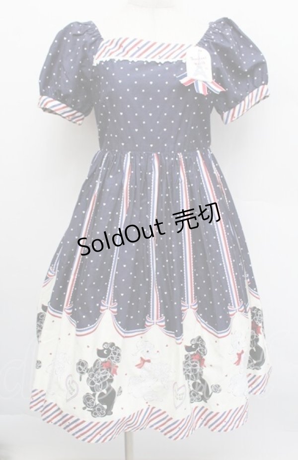 画像1: Innocent World / フレンチプードルシャーリングワンピース M 紺 S-25-12-17-051-IW-OP-AS-ZS (1)