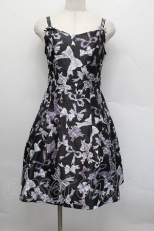 画像: MILK / リボンプリントドレス  黒 S-25-12-17-055-ML-OP-AS-ZS