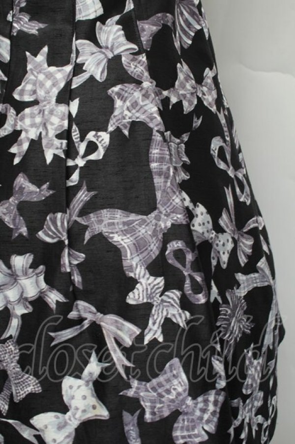 画像3: MILK / リボンプリントドレス  黒 S-25-12-17-055-ML-OP-AS-ZS (3)