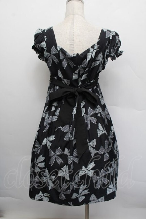 画像2: Jane Marple / Ribbons go aroundワンピース  黒ｘグレー S-25-12-17-056-JM-OP-AS-ZS (2)