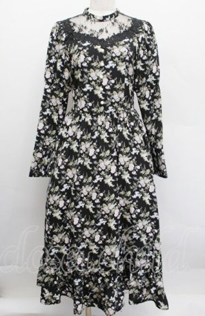 画像: Kurumi Collaboration / KRハナジゴスリーブワンピース  黒 S-25-12-17-058-LO-OP-AS-ZS