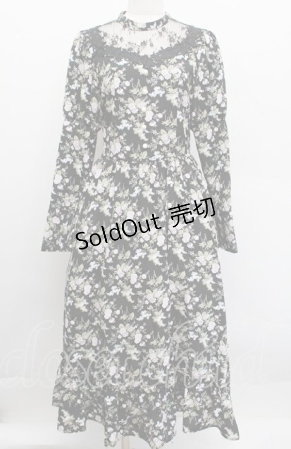 画像1: Kurumi Collaboration / KRハナジゴスリーブワンピース  黒 S-25-12-17-058-LO-OP-AS-ZS (1)