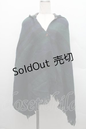 画像: axes femme / チェックフードケープ  緑ｘ紺 S-25-12-17-014-AX-ZA-HR-ZS