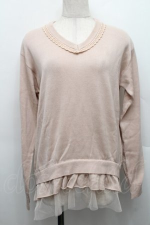 画像: axes femme / 裾チュールニットトップス  ピンク S-25-12-17-019-AX-TO-HR-ZS