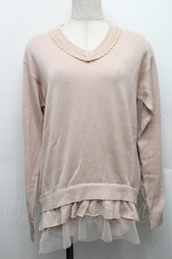 画像1: axes femme / 裾チュールニットトップス  ピンク S-25-12-17-019-AX-TO-HR-ZS (1)