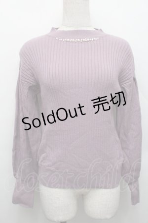 画像: axes femme / 袖タック使いニットプルオーバー  ラベンダー S-25-12-17-021-AX-TO-AS-ZS