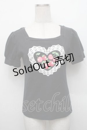 画像: Emily Temple cute / ベリープリントカットソー  黒 S-25-12-17-024-ET-TO-AS-ZS