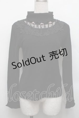 画像: axes femme / パール付きハイネックニット  黒 S-25-12-17-025-AX-TO-HR-ZS