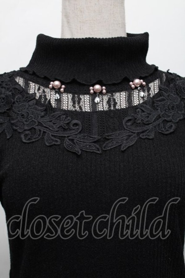 画像3: axes femme / パール付きハイネックニット  黒 S-25-12-17-025-AX-TO-HR-ZS (3)