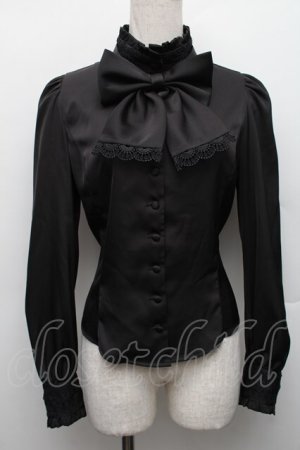 画像: Sheglit / スタンドカラーリボンジャボブラウス M 黒 S-25-12-17-028-EL-BL-HR-ZS