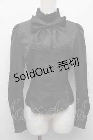 画像: Sheglit / スタンドカラーリボンジャボブラウス M 黒 S-25-12-17-028-EL-BL-HR-ZS