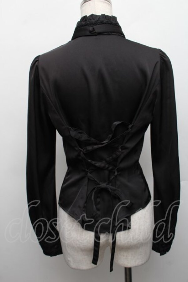 画像2: Sheglit / スタンドカラーリボンジャボブラウス M 黒 S-25-12-17-028-EL-BL-HR-ZS (2)