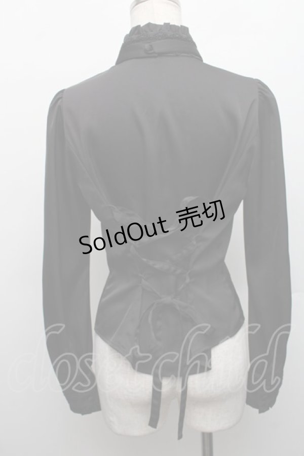 画像2: Sheglit / スタンドカラーリボンジャボブラウス M 黒 S-25-12-17-028-EL-BL-HR-ZS (2)