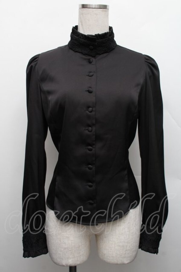 画像4: Sheglit / スタンドカラーリボンジャボブラウス M 黒 S-25-12-17-028-EL-BL-HR-ZS (4)