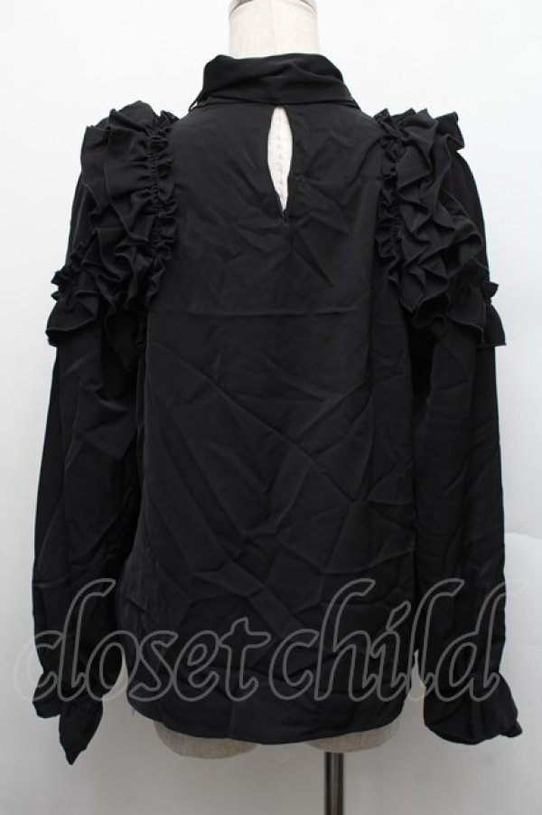 画像2: axes femme / リボン付フリルデザインブラウス  黒 S-25-12-17-029-AX-BL-AS-ZS (2)