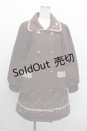 画像: axes femme / 襟ローズ刺繍コート  ブラウン S-25-12-17-031-AX-CO-HR-ZS