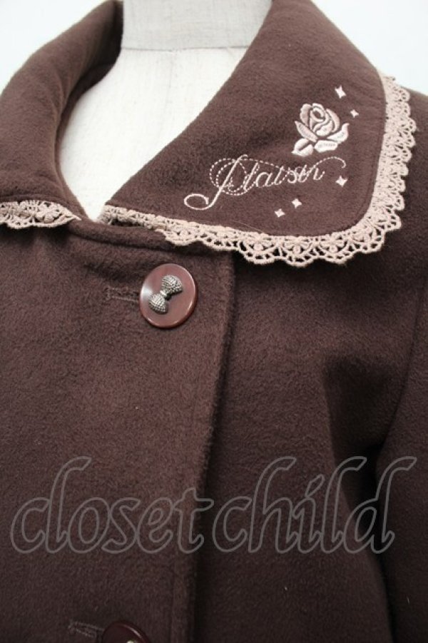 画像3: axes femme / 襟ローズ刺繍コート  ブラウン S-25-12-17-031-AX-CO-HR-ZS (3)