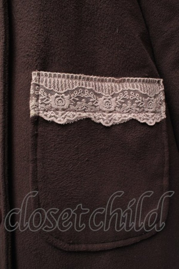 画像4: axes femme / 襟ローズ刺繍コート  ブラウン S-25-12-17-031-AX-CO-HR-ZS (4)