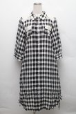 画像1: axes femme / チェック柄ロングチュニ  黒ｘ白 S-25-12-18-036-AX-OP-HR-ZS (1)