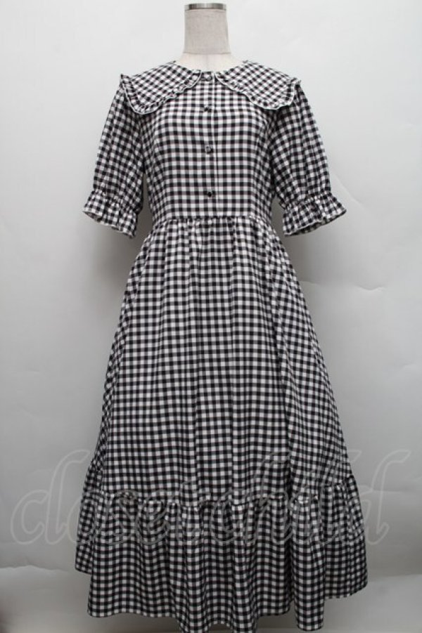 画像1: m petit by misako / TT*Mギンガムチェック半袖ワンピース M 黒×白 S-25-12-18-037-LO-OP-HR-ZS (1)