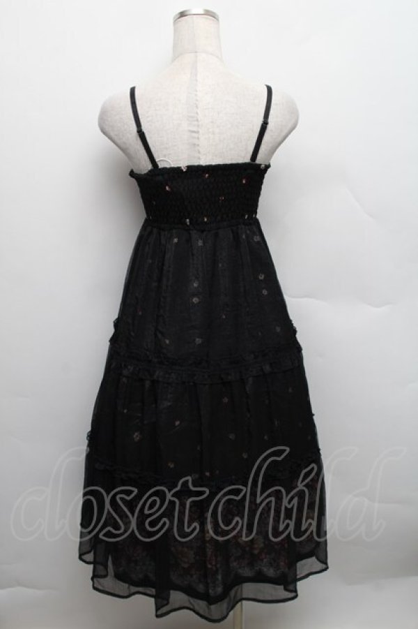 画像2: axes femme / パネル花柄ｘ楊柳ロングスカート  黒 S-25-12-18-040-AX-SK-HR-ZS (2)