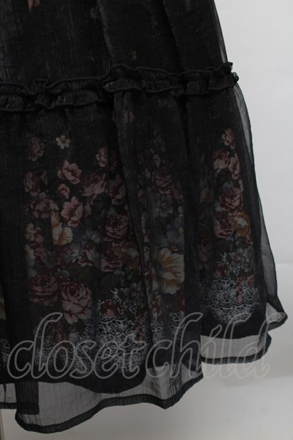 画像3: axes femme / パネル花柄ｘ楊柳ロングスカート  黒 S-25-12-18-040-AX-SK-HR-ZS (3)