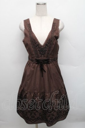 画像: axes femme / 先染めパネルフロッキーワンピース  ブラウン S-25-12-18-041-AX-OP-TK-ZS