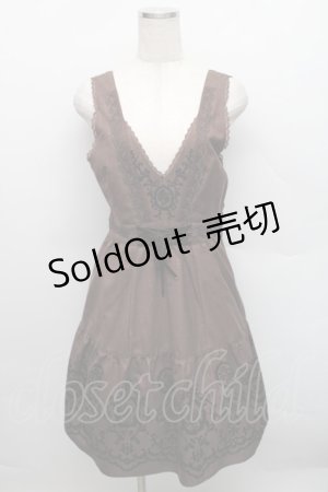 画像: axes femme / 先染めパネルフロッキーワンピース  ブラウン S-25-12-18-041-AX-OP-TK-ZS