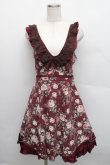 画像1: axes femme / 総バラ柄Backリボンワンピース  ワイン S-25-12-18-042-AX-OP-HR-ZS (1)