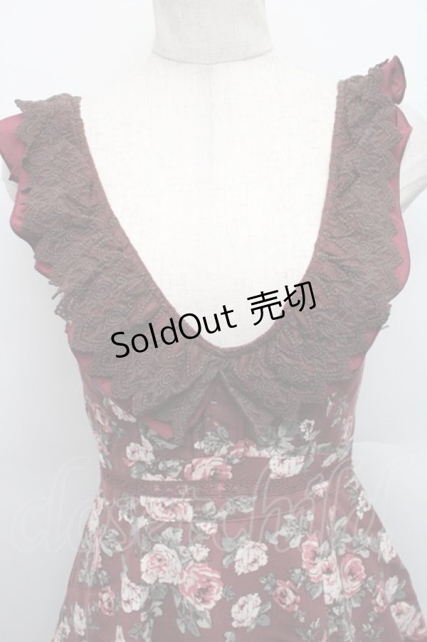 画像3: axes femme / 総バラ柄Backリボンワンピース  ワイン S-25-12-18-042-AX-OP-HR-ZS (3)