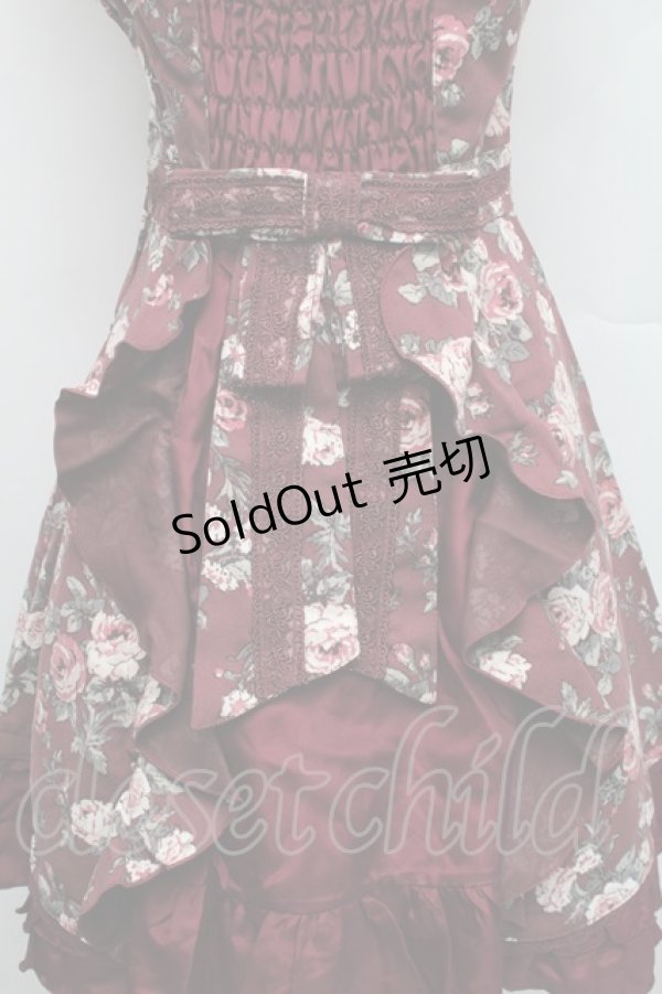 画像4: axes femme / 総バラ柄Backリボンワンピース  ワイン S-25-12-18-042-AX-OP-HR-ZS (4)