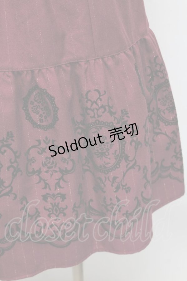 画像3: axes femme / 先染めパネルフロッキーワンピース  ワイン S-25-12-18-043-AX-OP-TK-ZS (3)