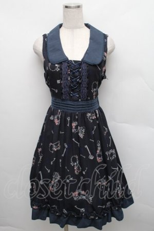 画像: axes femme / 鍵柄ワンピース  紺 S-25-12-18-046-AX-OP-HR-ZS