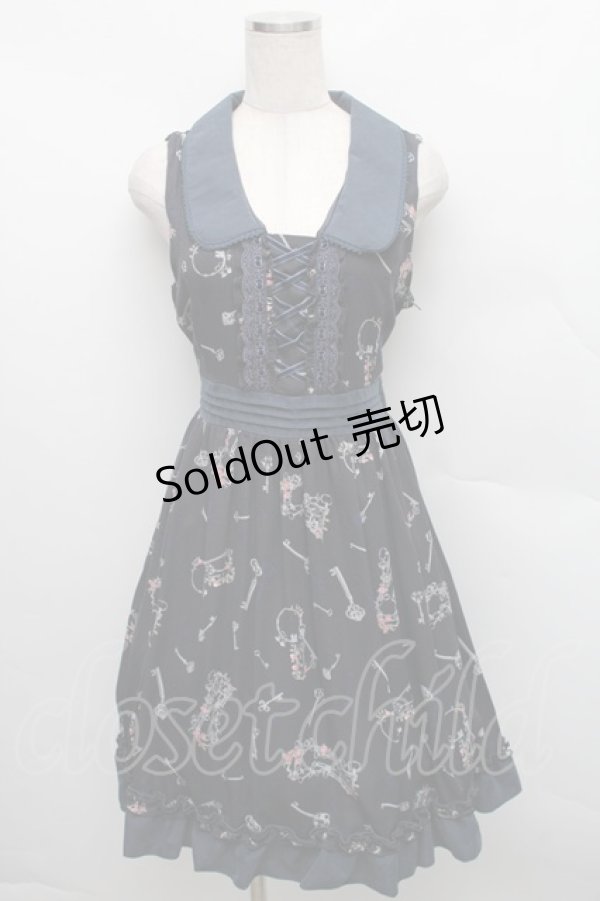 画像1: axes femme / 鍵柄ワンピース  紺 S-25-12-18-046-AX-OP-HR-ZS (1)