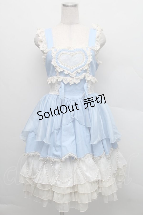 画像1: 中国ロリータ / ハートデザインワンピース  サックス S-25-12-18-047-LO-OP-AS-ZS (1)