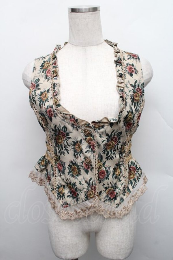 画像1: axes femme / ゴブラン柄ベスト  ベージュ S-25-12-18-049-AX-TO-HR-ZS (1)