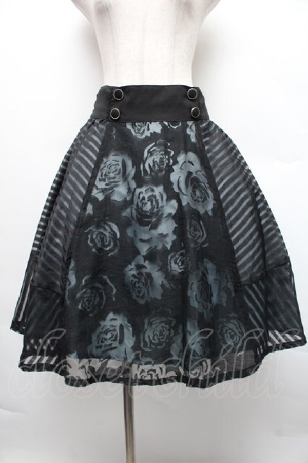 画像1: axes femme / カラー重ね透かしスカート  黒ｘグリーン S-25-12-18-055-AX-SK-HR-ZS (1)