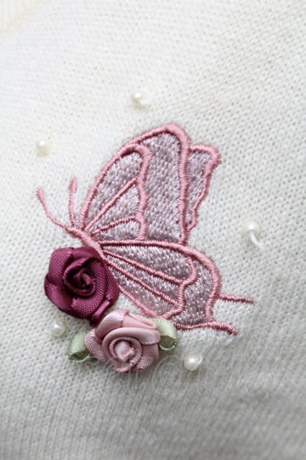 画像3: axes femme / バタフライ刺繍カーディガン  キナリ S-25-12-18-001-AX-TO-HR-ZS (3)