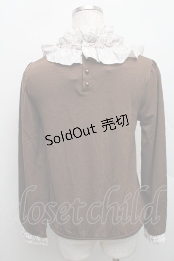 画像2: axes femme / ブローチ付スタンドブロッキングプルオーバー  ブラウン S-25-12-18-015-AX-TO-HR-ZS (2)