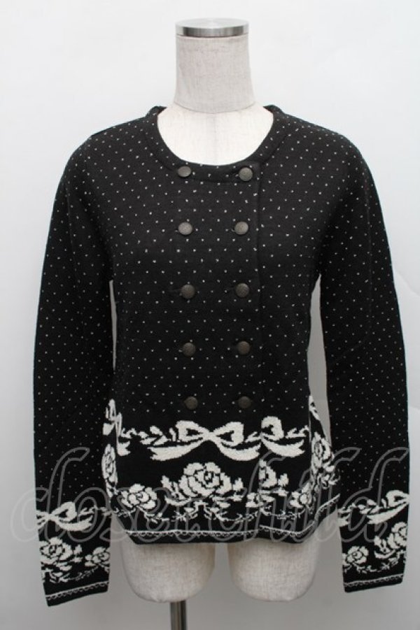 画像1: ANECDOTE axes femme / リボンバラデザインニット  黒 S-25-12-18-021-AX-TO-HR-ZS (1)